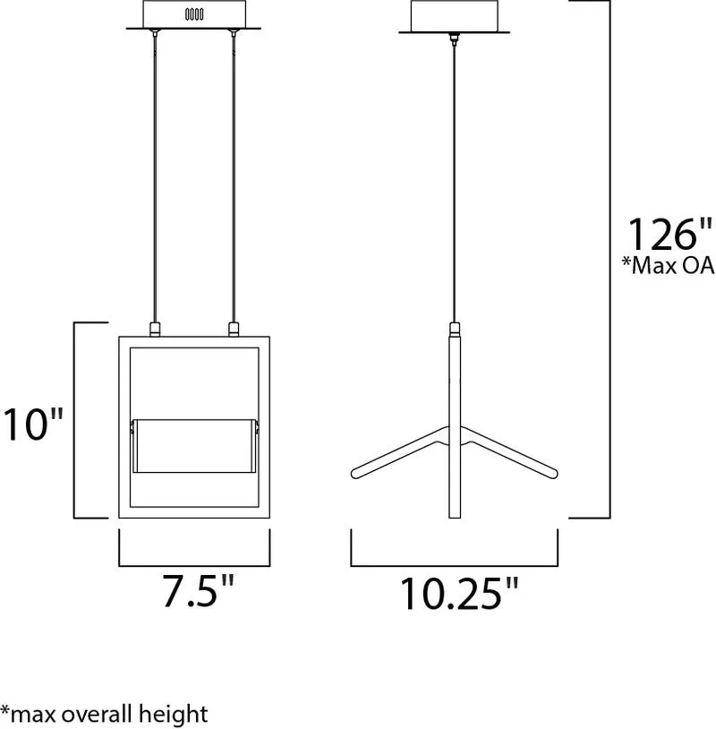 Glider 10.25" Single Light Pendant in Black and Polished Chrome