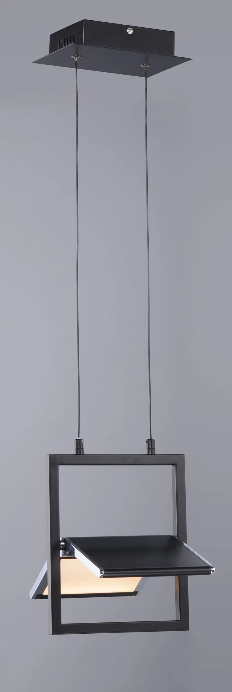 Glider 10.25" Single Light Pendant in Black and Polished Chrome