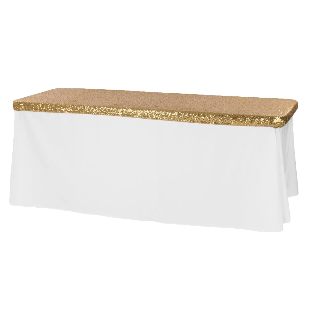 Glitz Sequin Table Topper/Cap 6 FT Rectangular - Gold