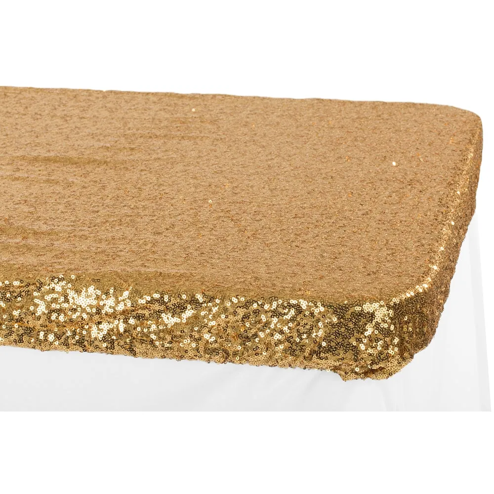 Glitz Sequin Table Topper/Cap 6 FT Rectangular - Gold