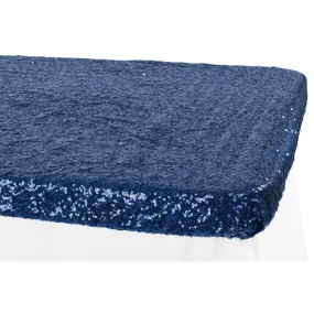 Glitz Sequin Table Topper/Cap 6 FT Rectangular - Navy Blue