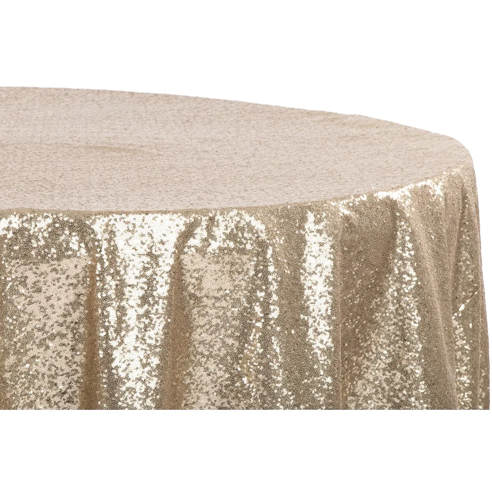 Glitz Sequins 132" Round Tablecloth - Champagne