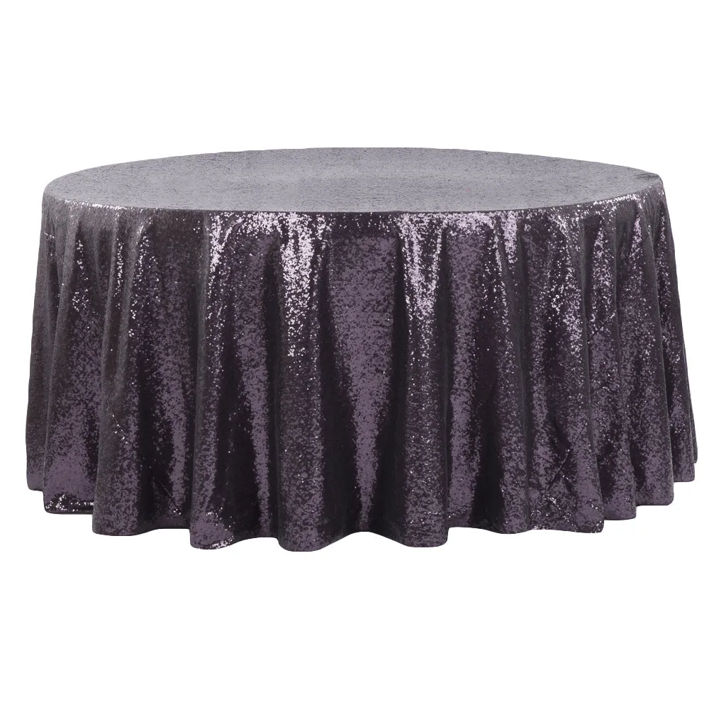Glitz Sequins 132" Round Tablecloth - Eggplant/Plum