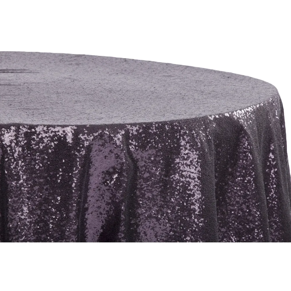 Glitz Sequins 132" Round Tablecloth - Eggplant/Plum