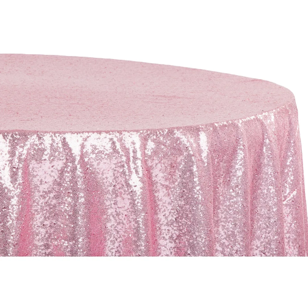 Glitz Sequins 132" Round Tablecloth - Pink