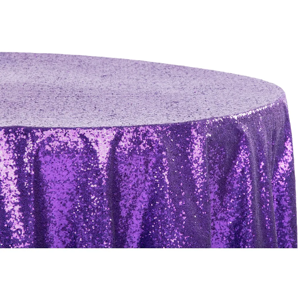 Glitz Sequins 132" Round Tablecloth - Purple