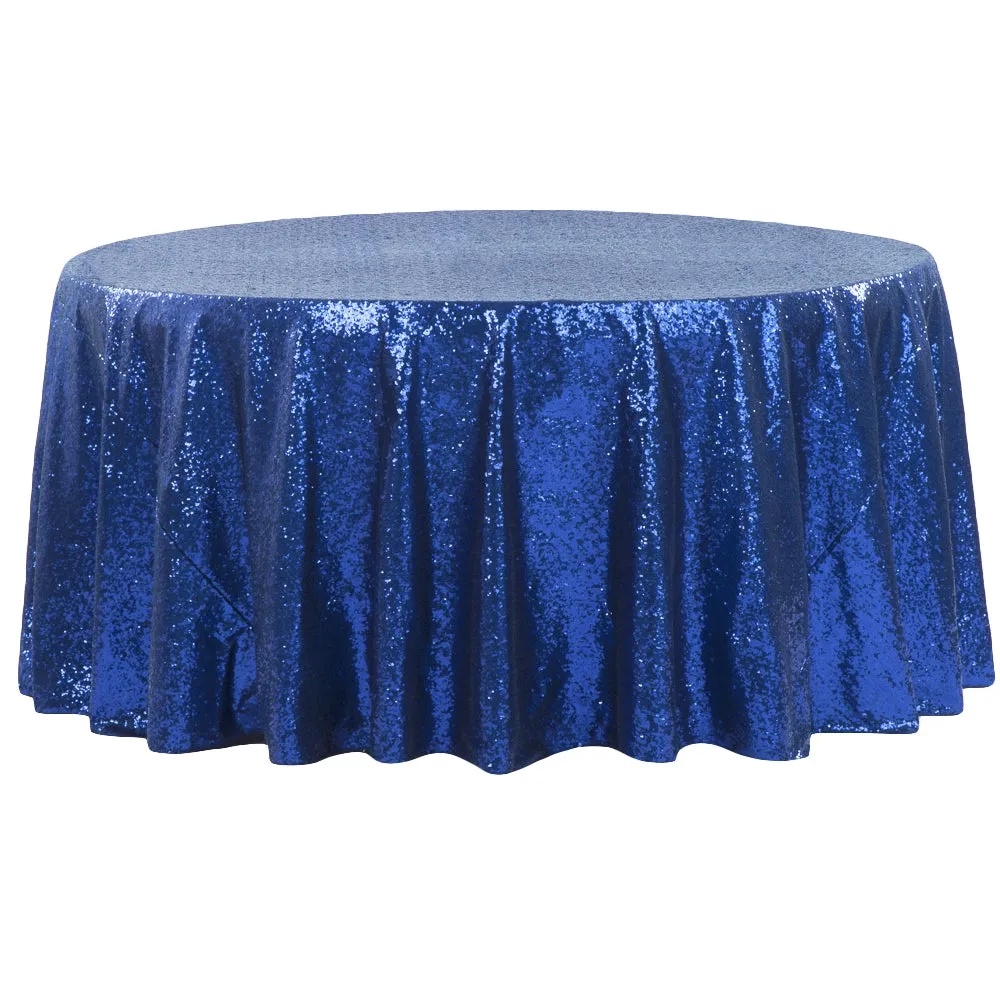 Glitz Sequins 132" Round Tablecloth - Royal Blue