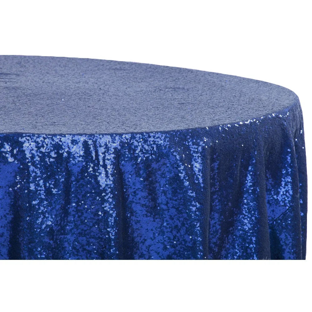 Glitz Sequins 132" Round Tablecloth - Royal Blue