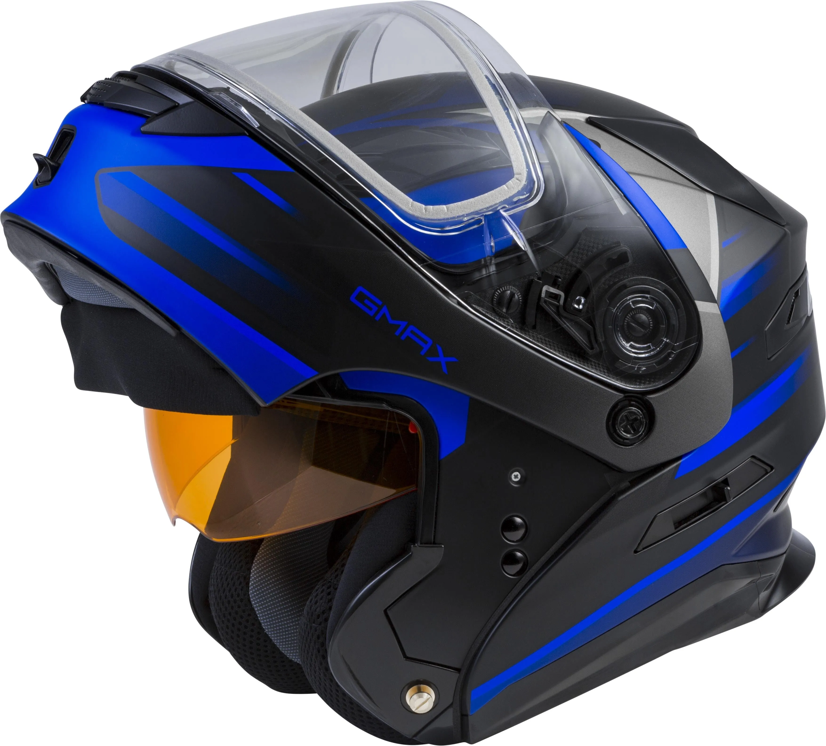 Gmax MD-01S Modular Snow Helmet Descendant Matte Black Blue Electric Shield