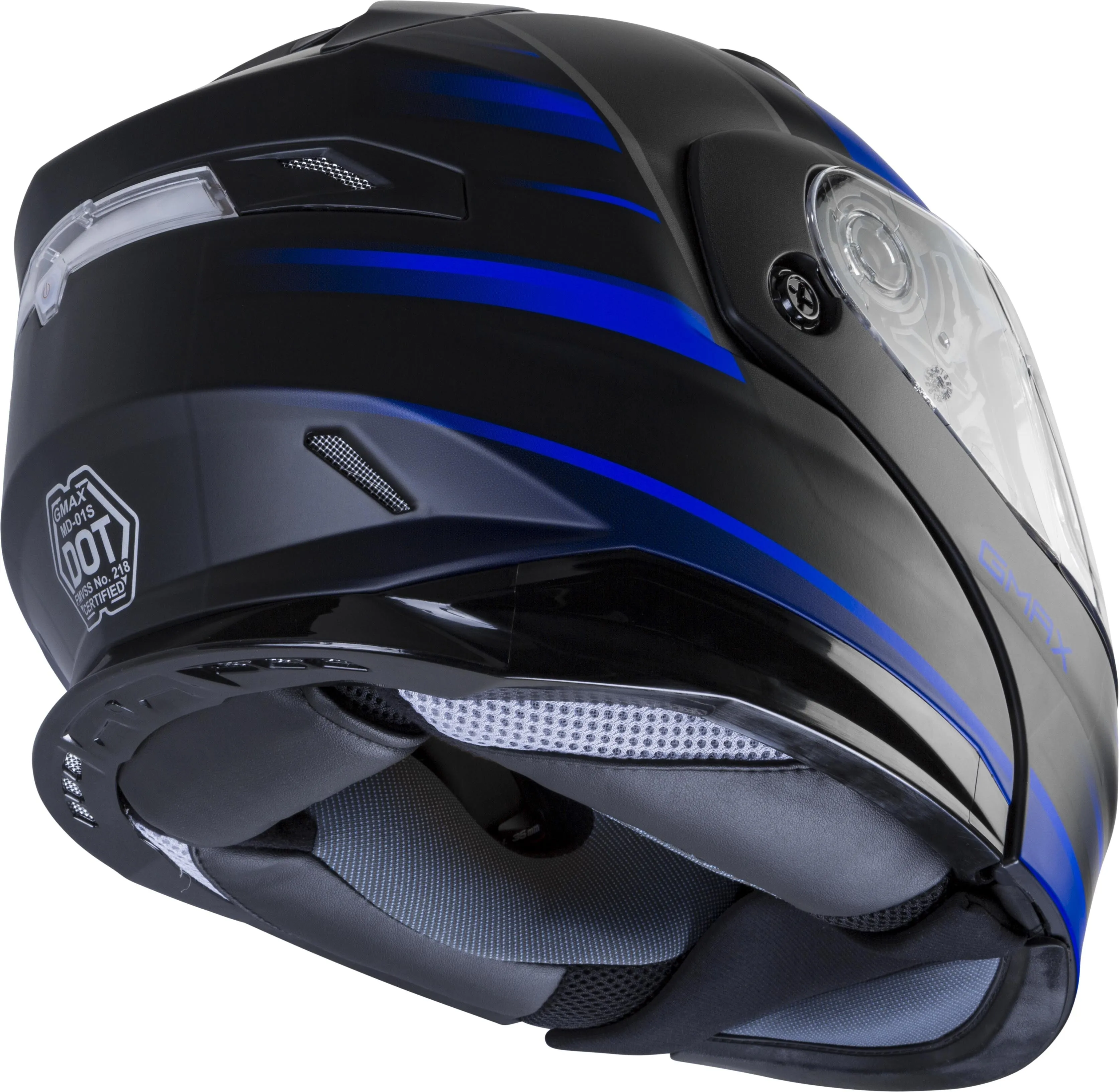 Gmax MD-01S Modular Snow Helmet Descendant Matte Black Blue Electric Shield