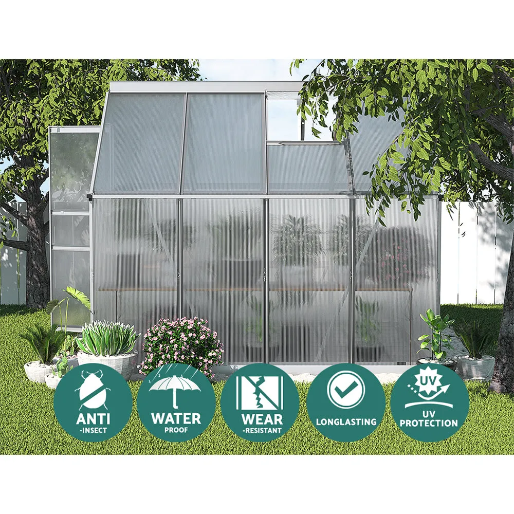 Greenfingers Greenhouse Aluminium Green House Polycarbonate Garden Shed 2.4x1.9M