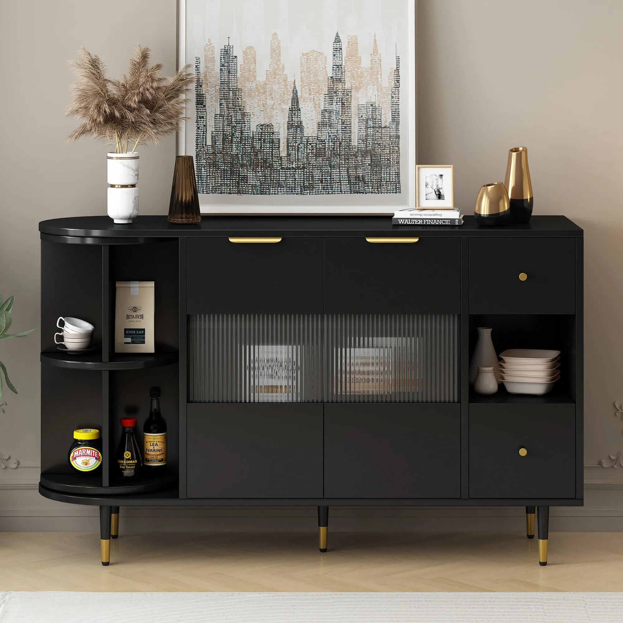 Greta Sideboard Buffet Cabinet - Black