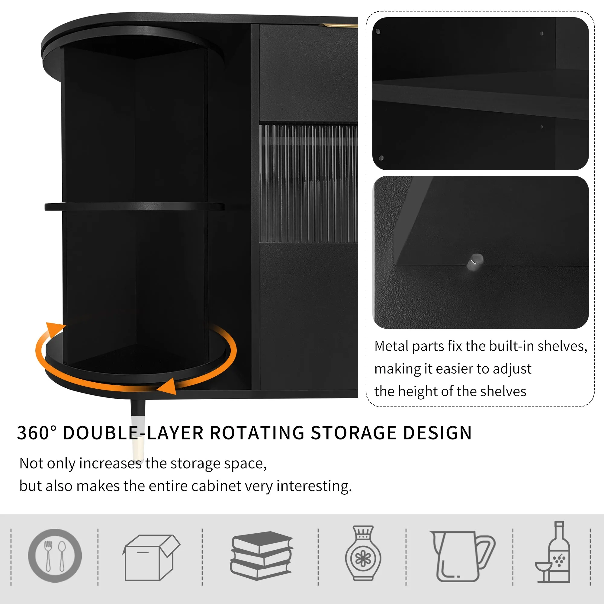 Greta Sideboard Buffet Cabinet - Black