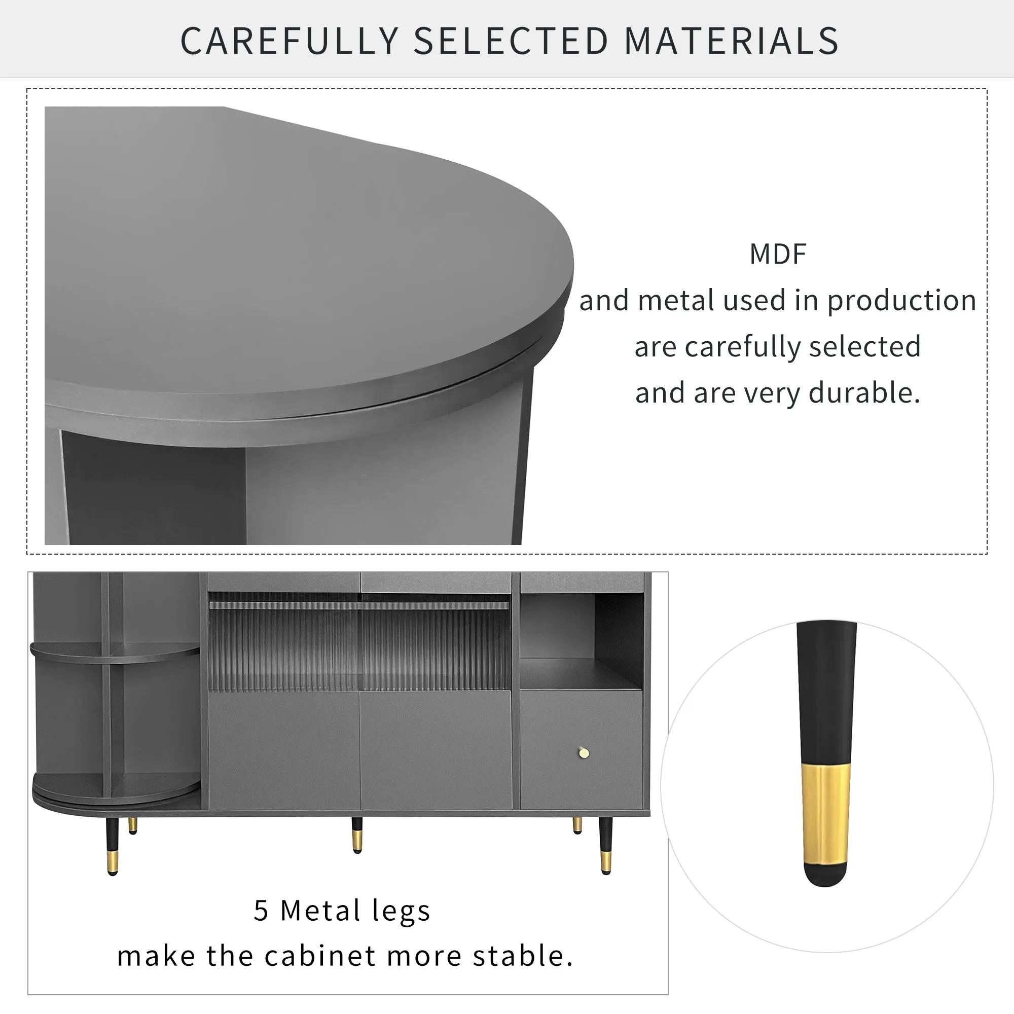 Greta Sideboard Buffet Cabinet - Gray