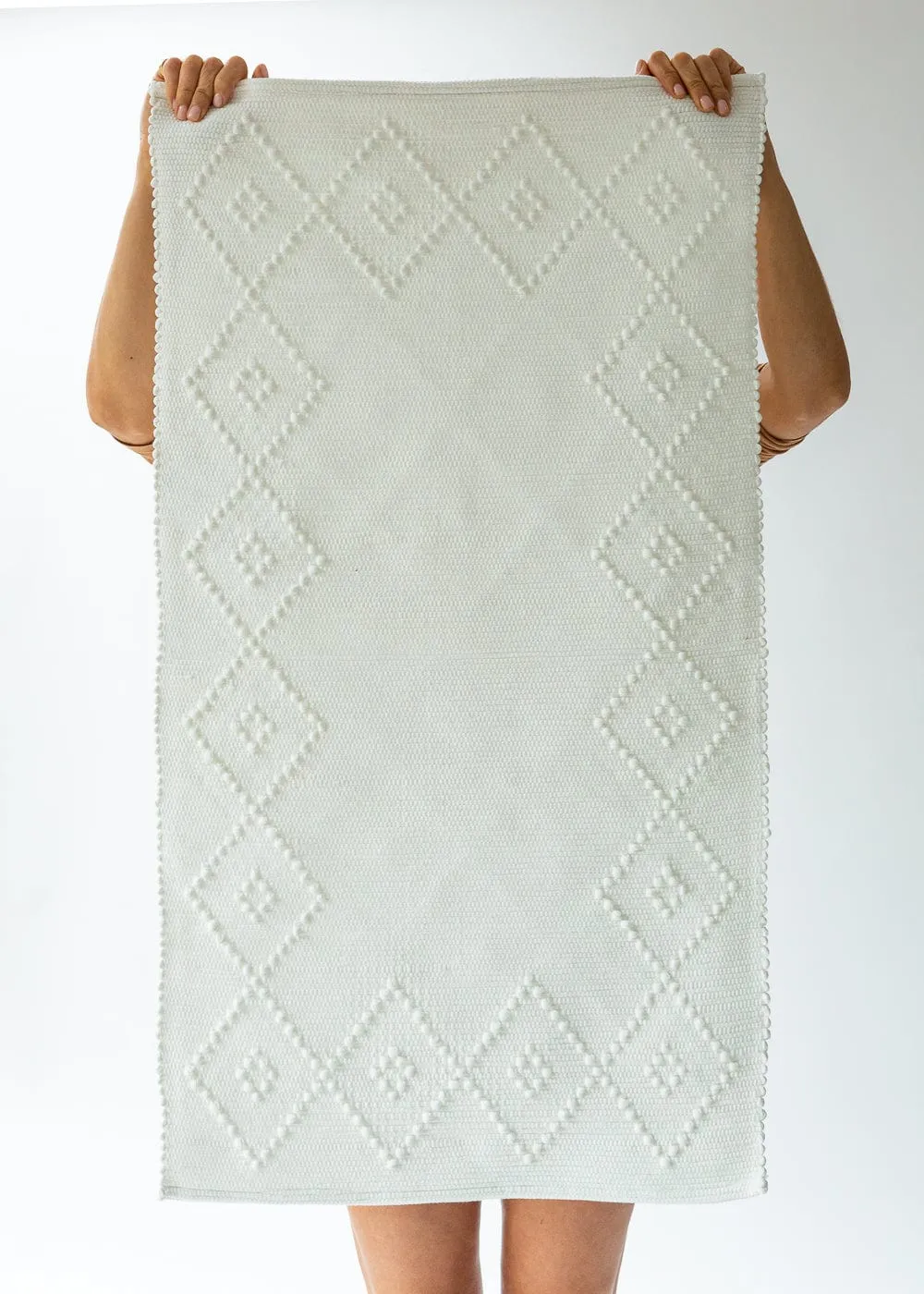 Hand-Woven Border Mat - Warm White