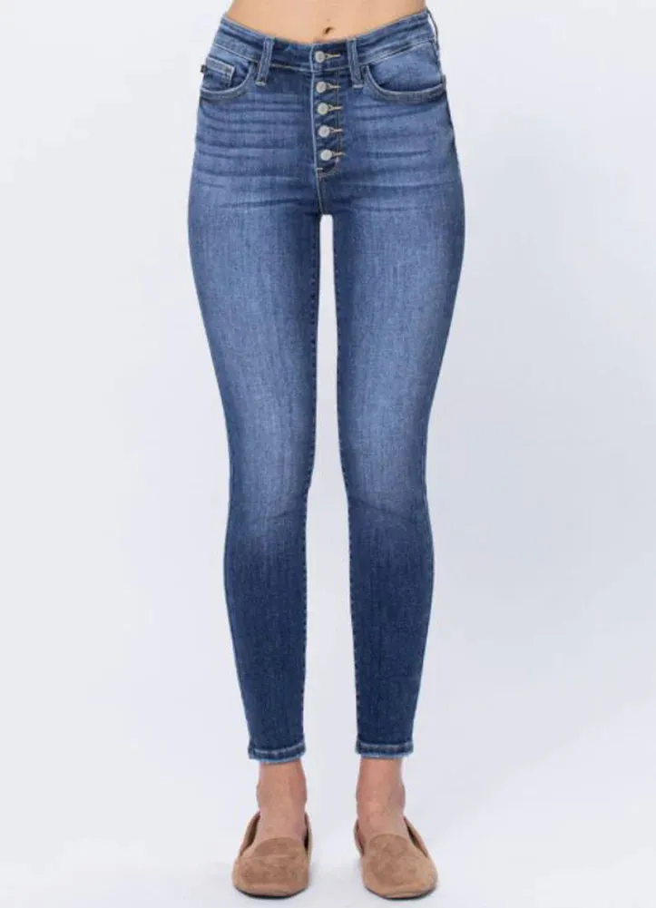 Hi Rise Button Fly Skinny Judy Blue