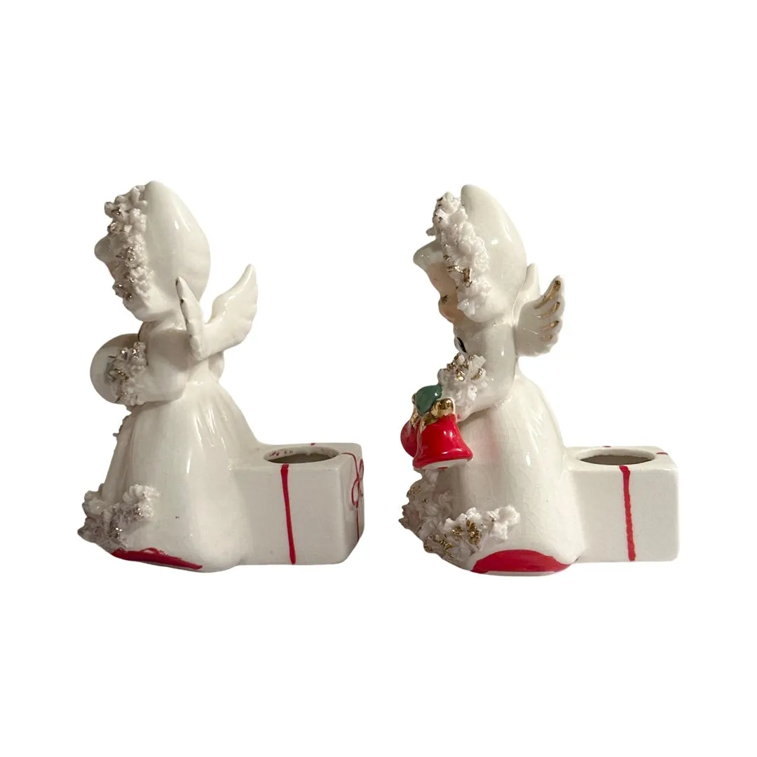 Holt Howard 1958 Spaghetti Trimmed Angel Candle Holders (Set of 2)
