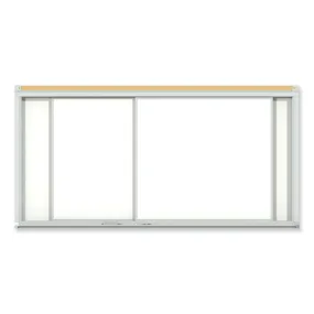 Horizontal Sliding Porcelain Magnetic Whiteboard, 144" X 48", White Surface, Anodized Aluminum Frame