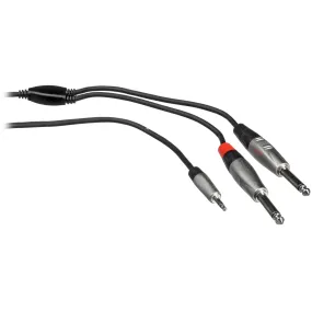 Hosa HMP-010Y REAN 3.5mm TRS to Dual 1/4" TS Pro Stereo Breakout Cable (10')