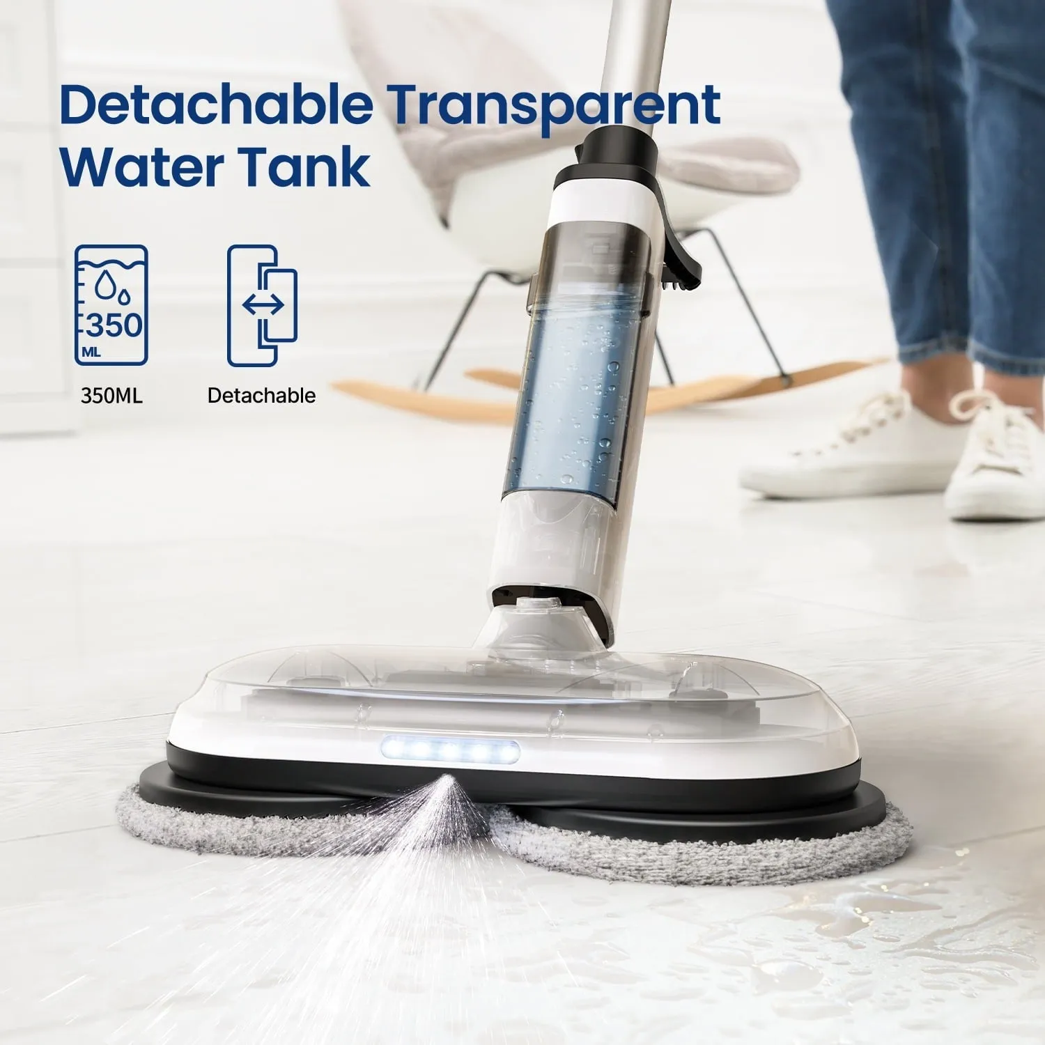 iDOO ID-EM002 Cordless Electric Mop With Water Sprayer & LED Headlight