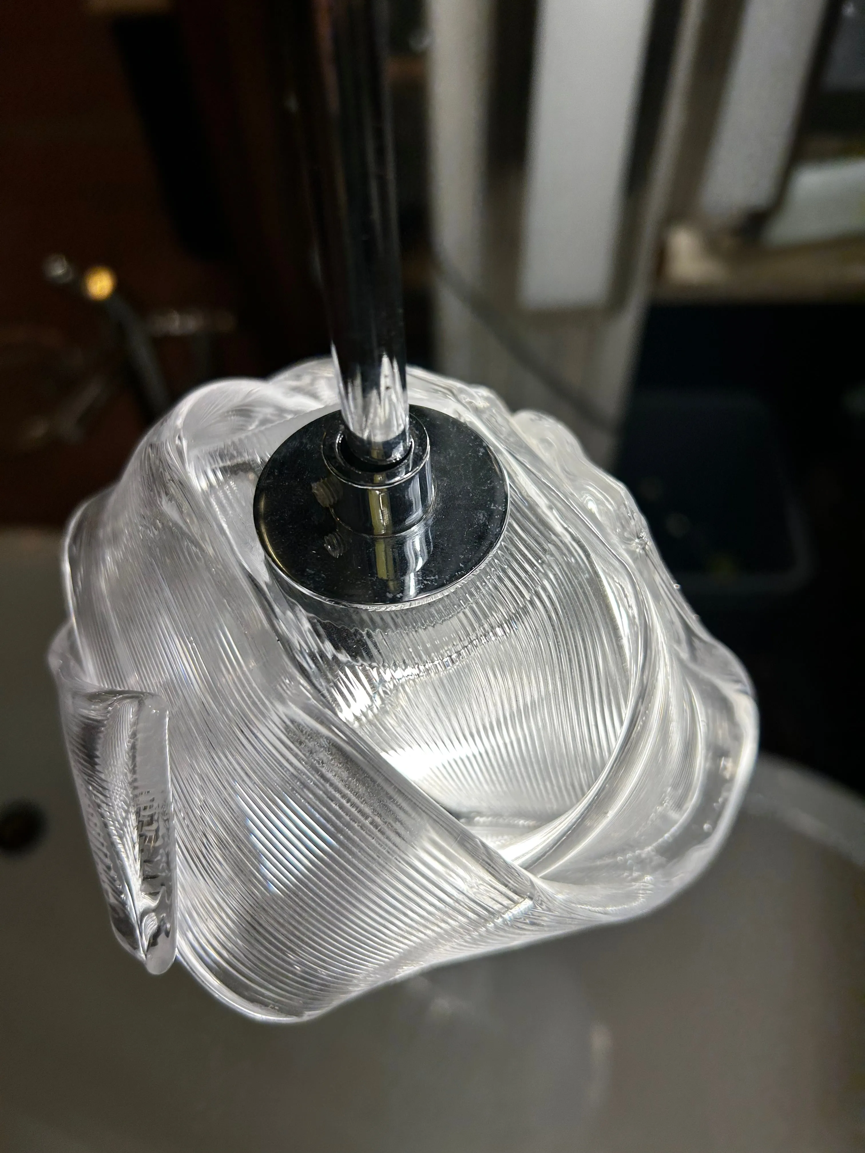 Kalco Lighting, Hanging Light, Pendant Light with Ribbed Knots Five Glass Shades