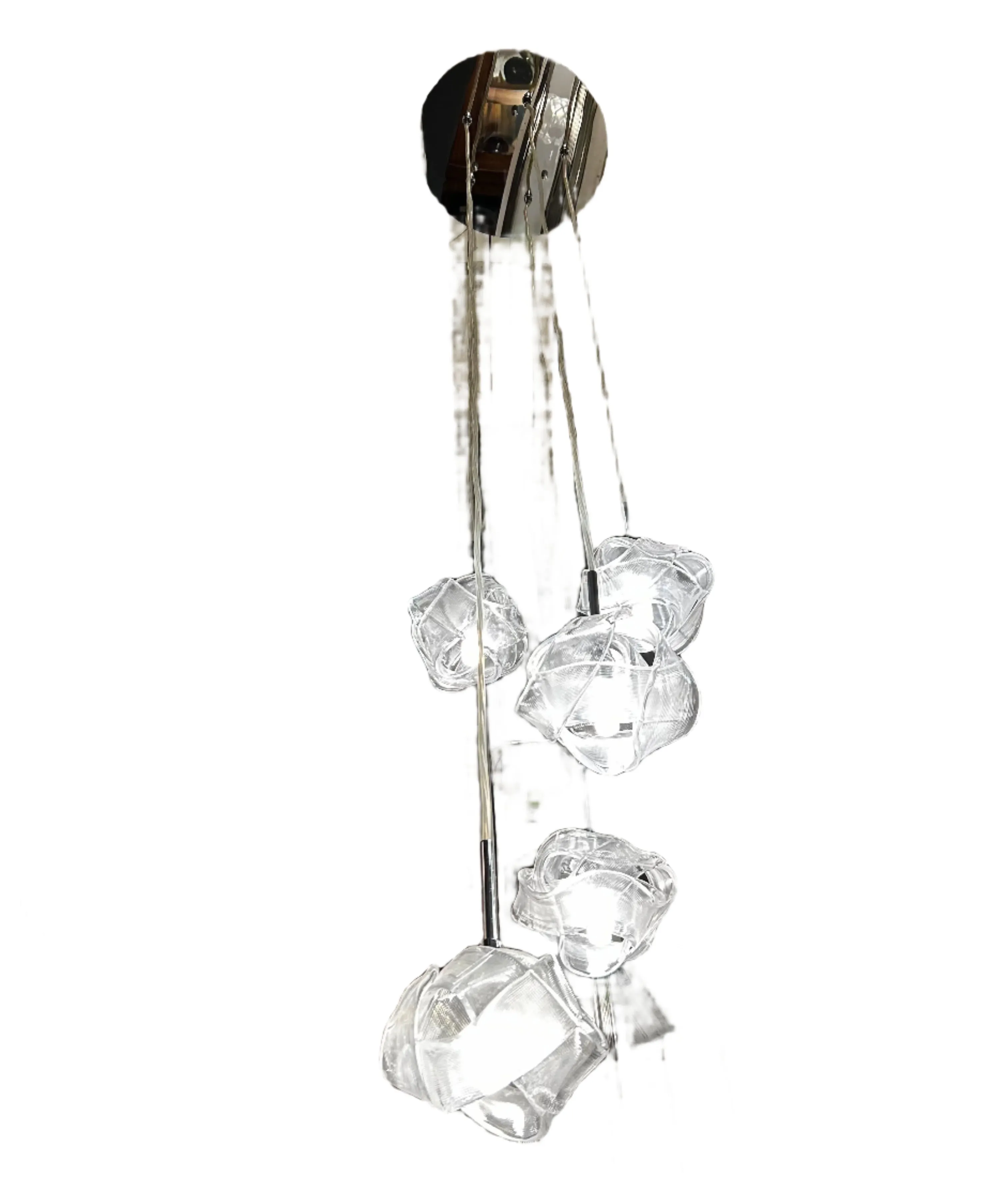 Kalco Lighting, Hanging Light, Pendant Light with Ribbed Knots Five Glass Shades