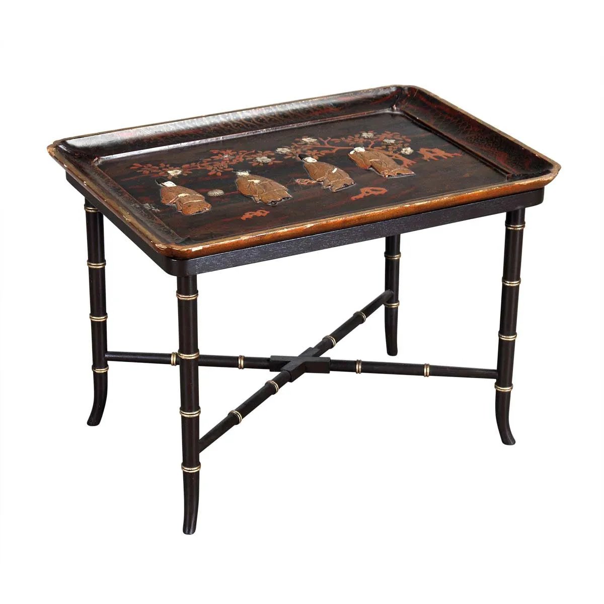 Lacquer Tray Depicting Four Robed Men