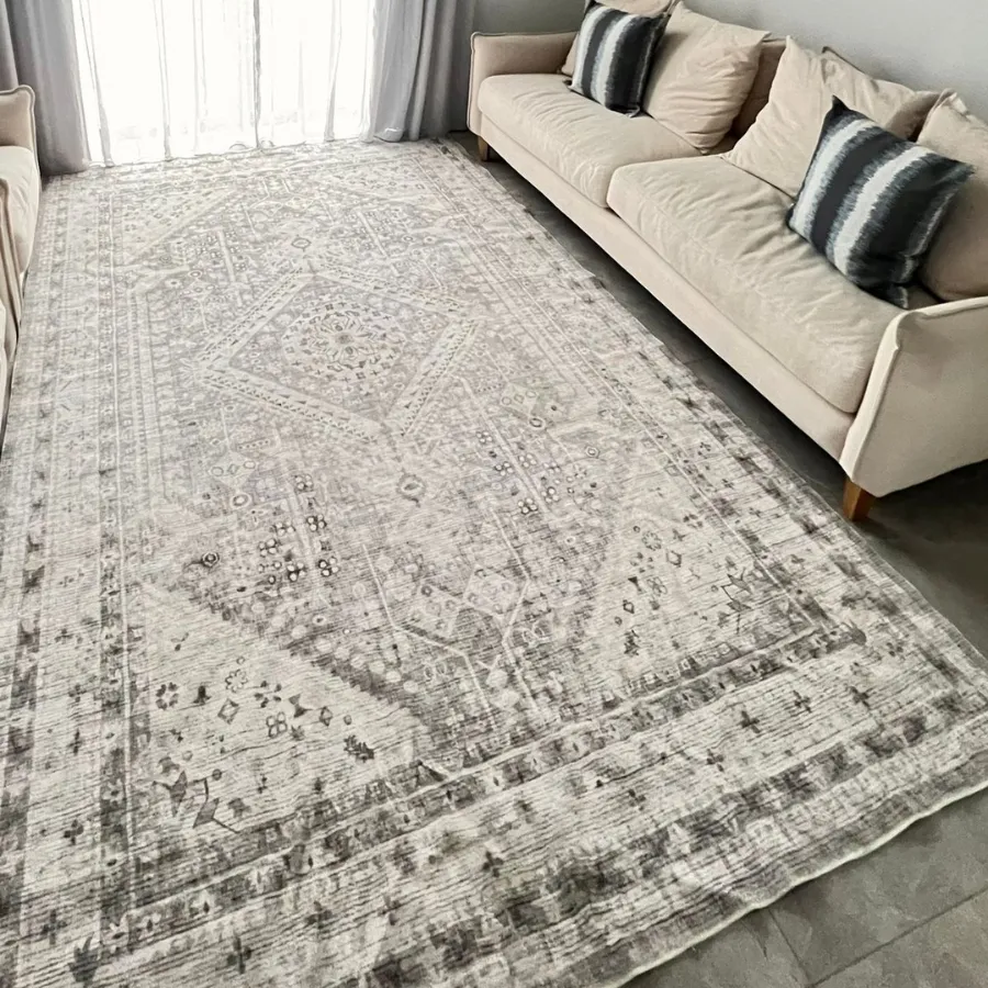 Lagos Machine Washable Large Grey Carpet Rug