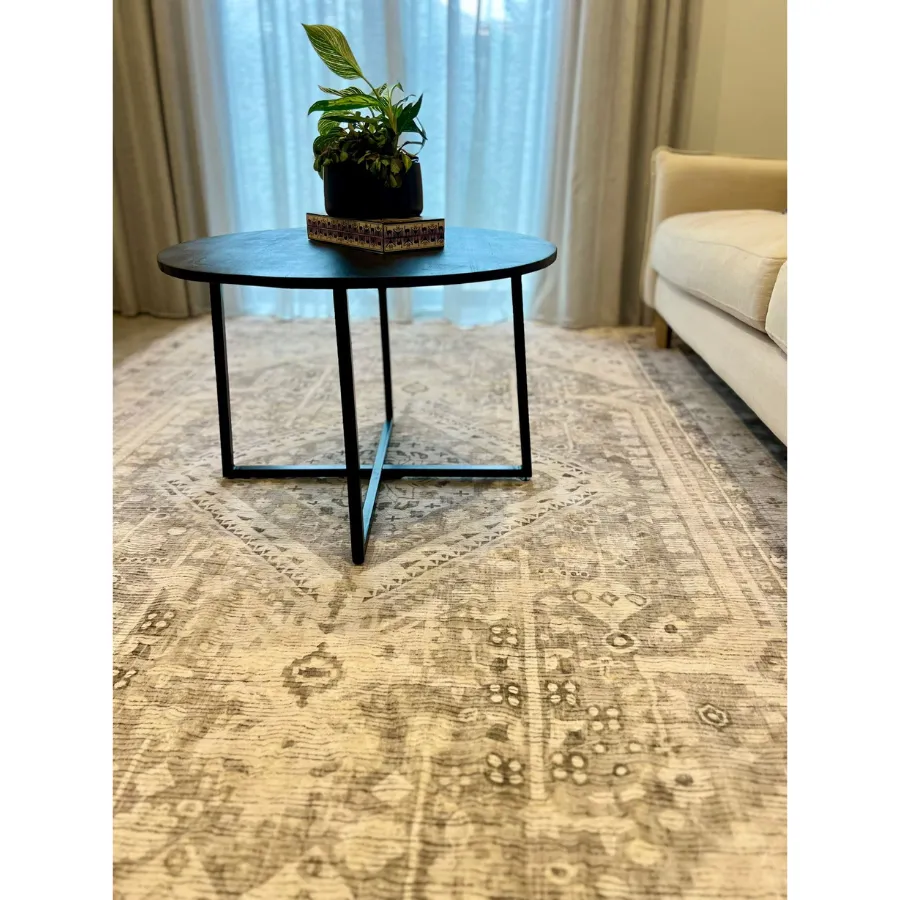 Lagos Machine Washable Large Grey Carpet Rug