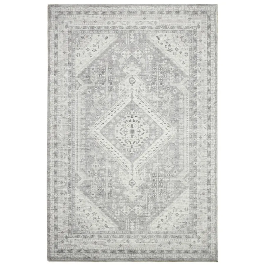 Lagos Machine Washable Large Grey Carpet Rug