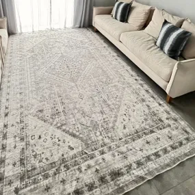 Lagos Machine Washable Large Grey Carpet Rug