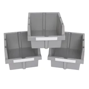 Large Grey Bins for Commercial Bin Rack (3-Pack)