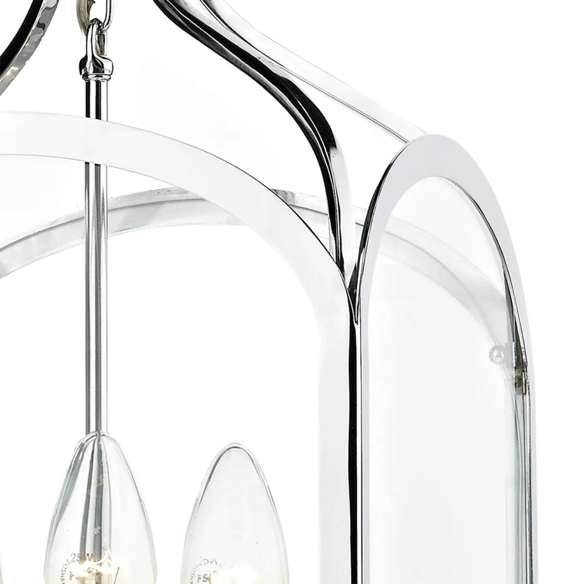 Leaves Green Polished Chrome and Glass Lantern Pendant - ID 4505