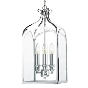 Leaves Green Polished Chrome and Glass Lantern Pendant - ID 4505