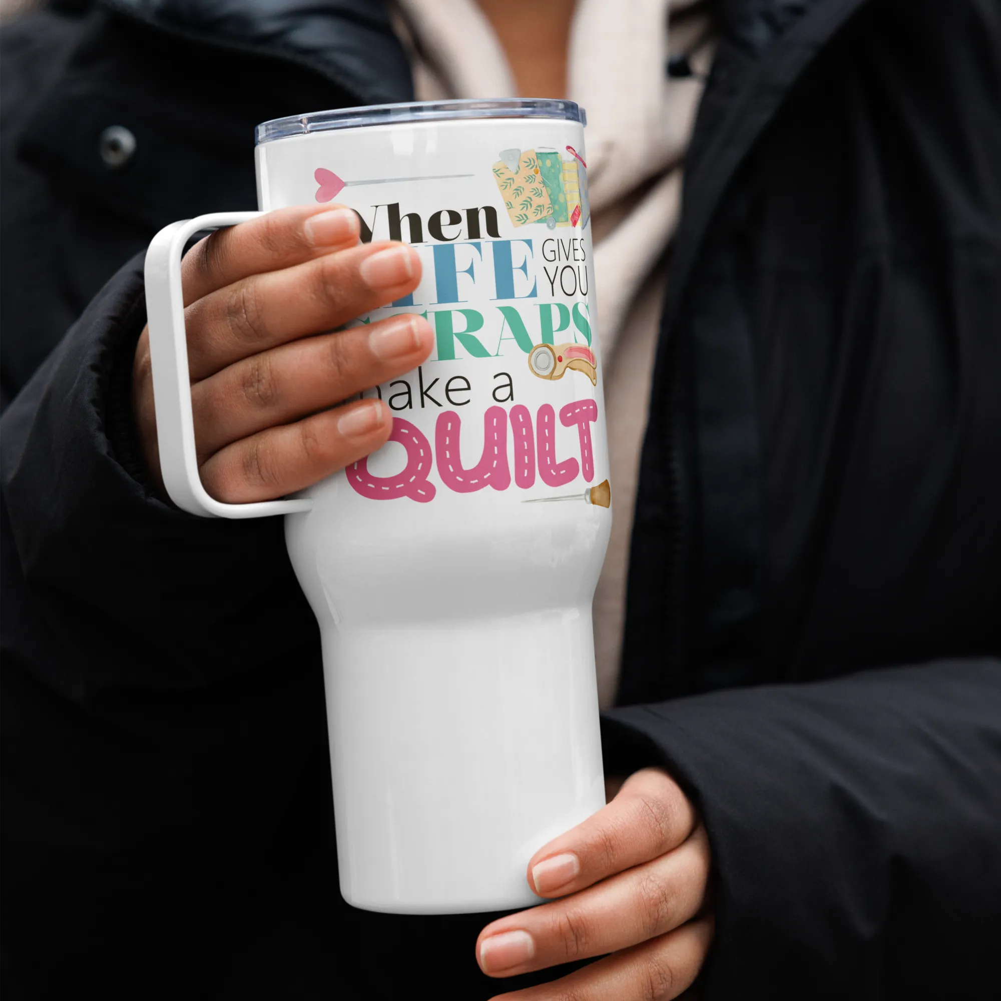 Make a Quilt 25 oz Travel Mug