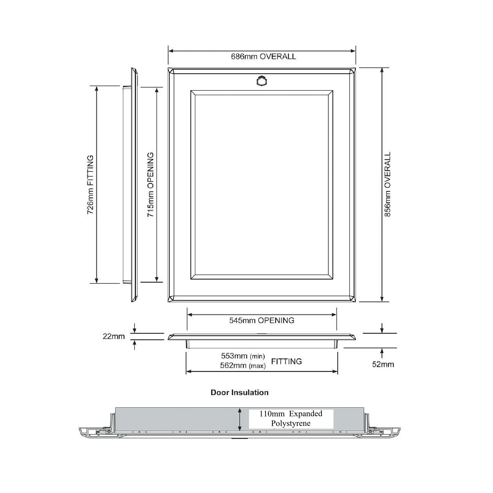 Manthorpe 035-EPS High Insulated Loft Trap Door Hinged Hatch