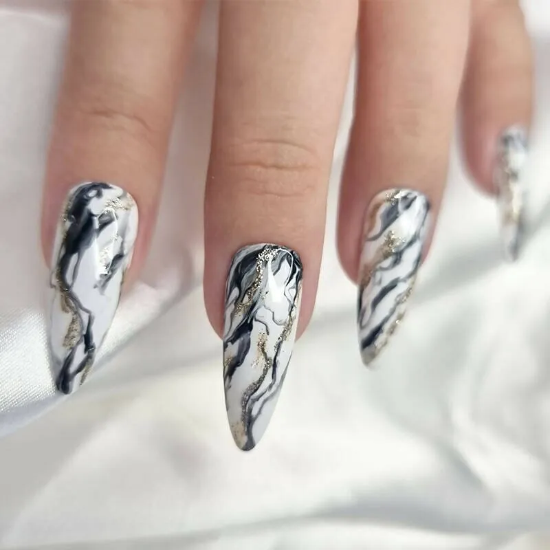 Marbled Reusable Handmade Press-On Nails