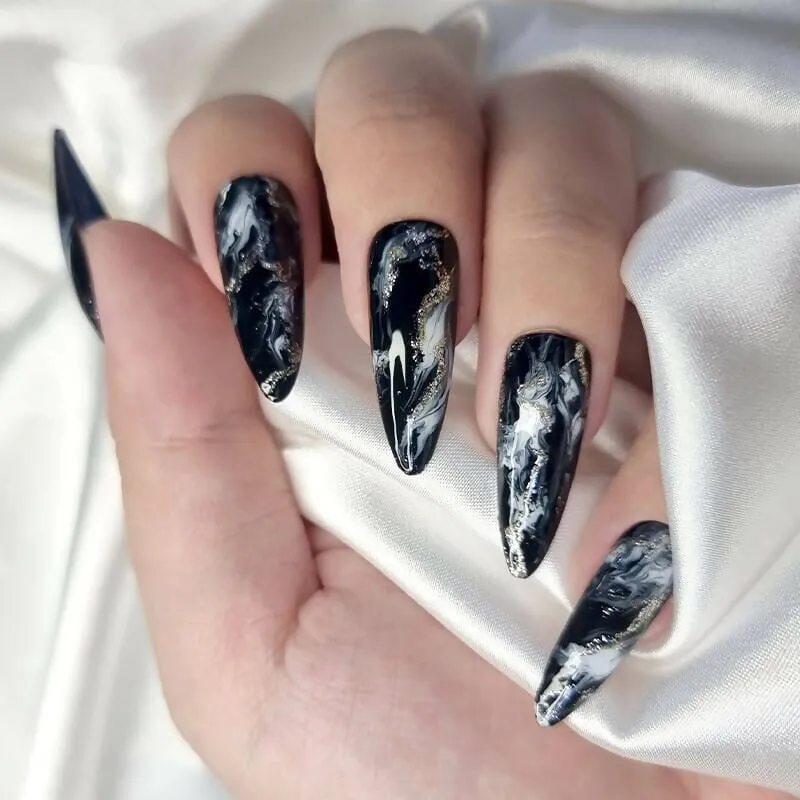 Marbled Reusable Handmade Press-On Nails
