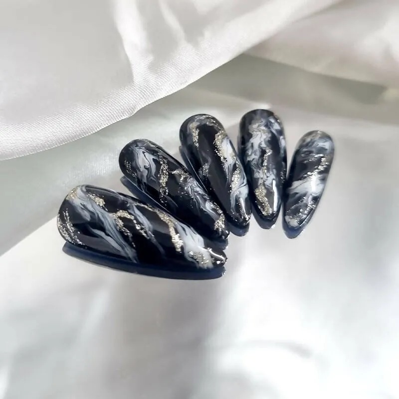 Marbled Reusable Handmade Press-On Nails