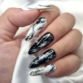 Marbled Reusable Handmade Press-On Nails