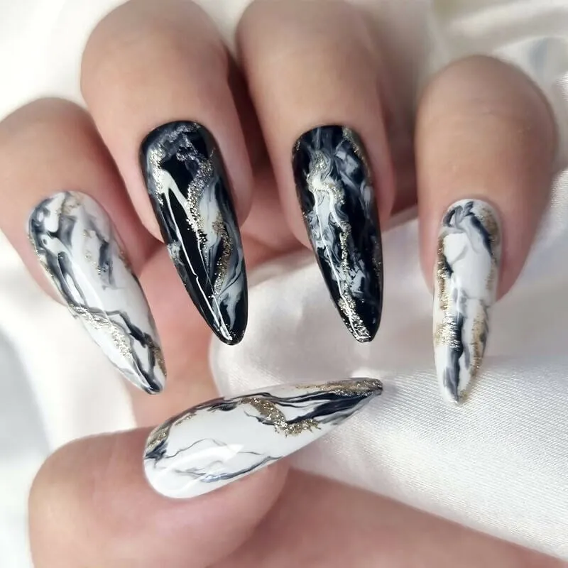 Marbled Reusable Handmade Press-On Nails