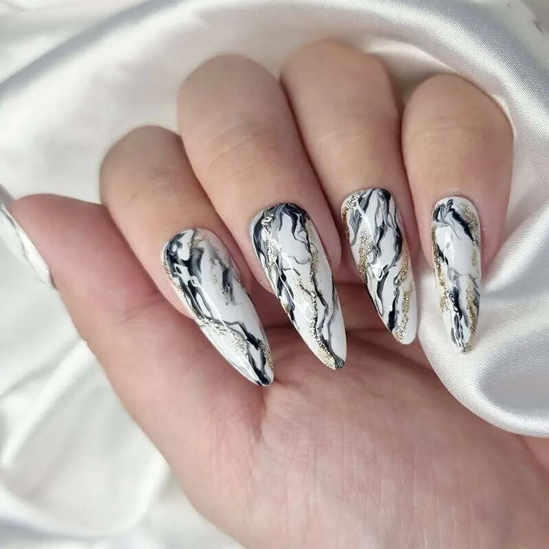 Marbled Reusable Handmade Press-On Nails