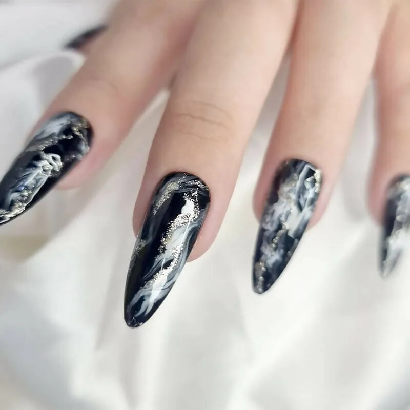 Marbled Reusable Handmade Press-On Nails