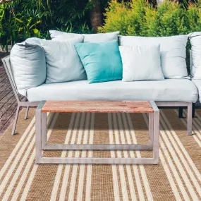 Mariona Beige Striped Polypropylene Large Outdoor Rug