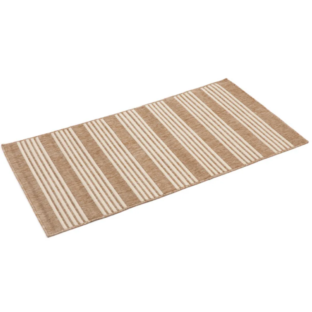 Mariona Beige Striped Polypropylene Large Outdoor Rug