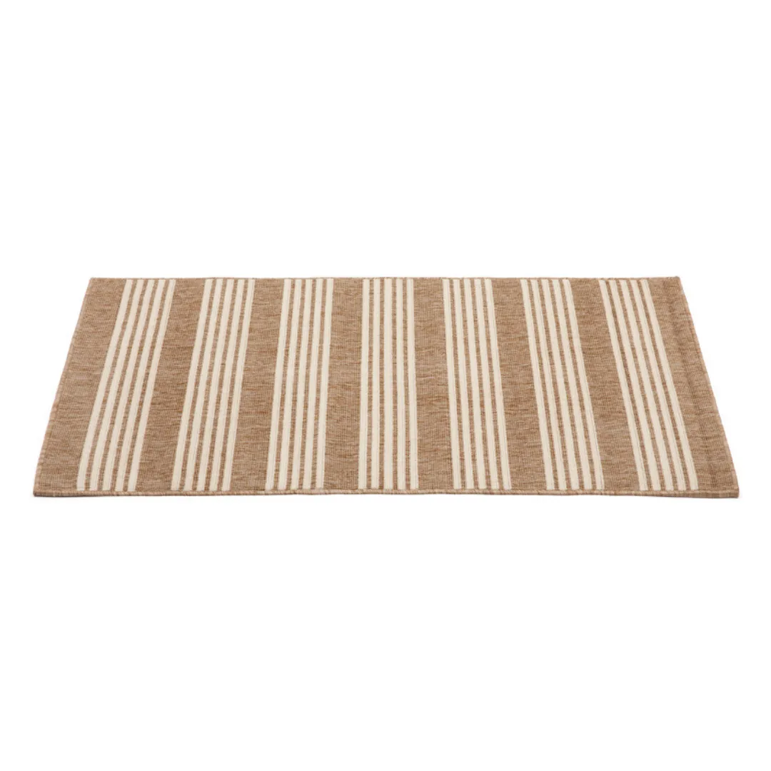 Mariona Beige Striped Polypropylene Large Outdoor Rug