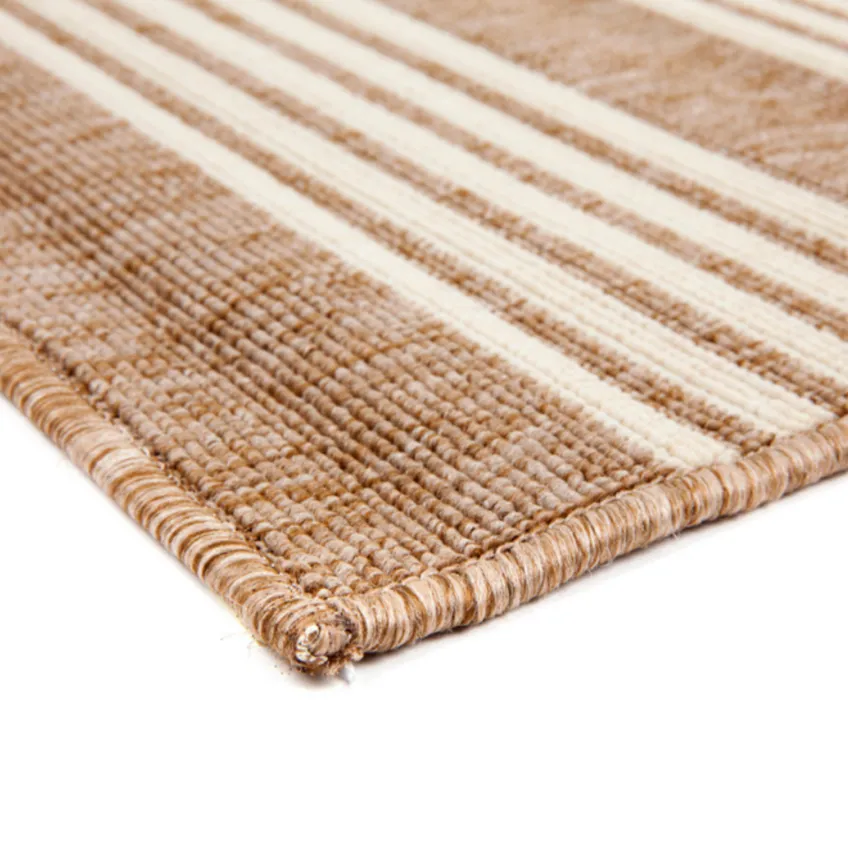 Mariona Beige Striped Polypropylene Large Outdoor Rug