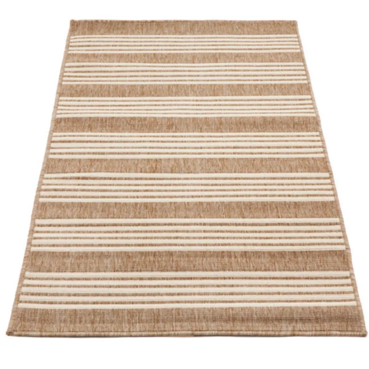 Mariona Beige Striped Polypropylene Large Outdoor Rug
