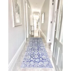 Megan Blue Machine Washable Foldable Runner Rug
