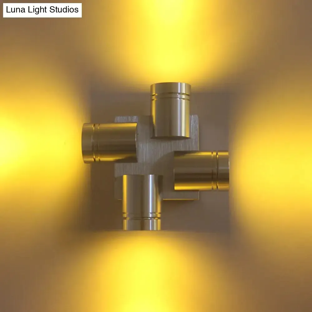 Modern Cross Aluminum LED Wall Sconce Light in Vibrant Yellow, Pink, or Blue